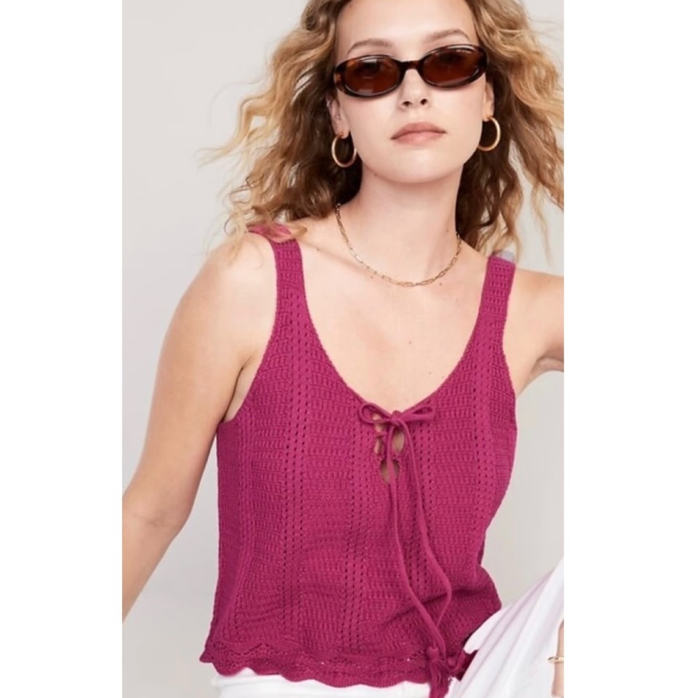 Old Navy Pink Knit Tie-Front Sweater Tank Top Women’s Size Medium Boho Summer